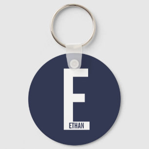 Modern Personalized Bold Monogram and Name Keychain