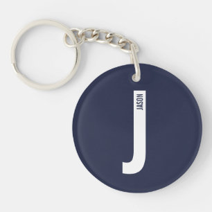 Modern Personalized Bold Monogram and Name Keychain