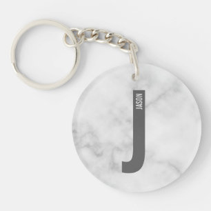 Modern Personalized Bold Monogram and Name Keychain