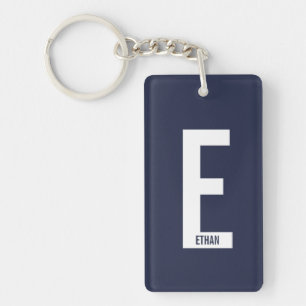 Modern Personalized Bold Monogram and Name Keychain