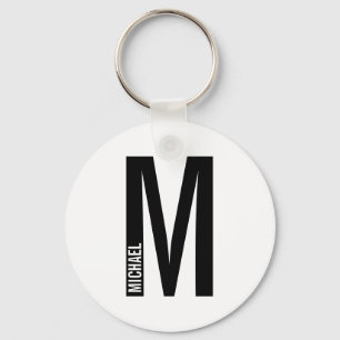 Modern Personalized Bold Monogram and Name Keychain