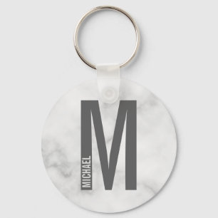 Modern Personalized Bold Monogram and Name Keychain
