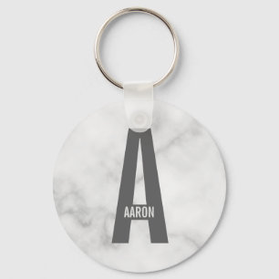 Modern Personalized Bold Monogram and Name Keychain