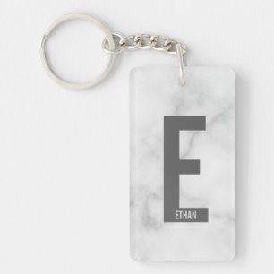 Modern Personalized Bold Monogram and Name Keychain