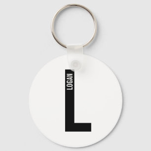 Modern Personalized Bold Monogram and Name Keychain