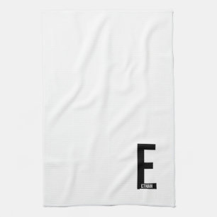Modern Personalized Bold Monogram and Name Kitchen Towel