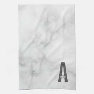 Modern Personalized Bold Monogram and Name Kitchen Towel