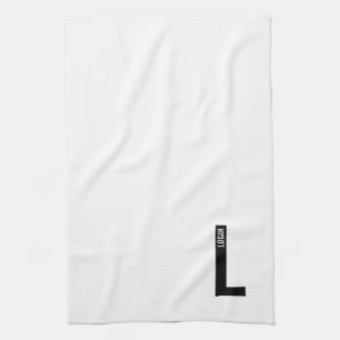Modern Personalized Bold Monogram and Name Kitchen Towel
