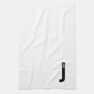 Modern Personalized Bold Monogram and Name Kitchen Towel