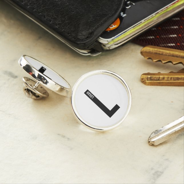 Modern Personalized Bold Monogram and Name Lapel Pin (In Situ)