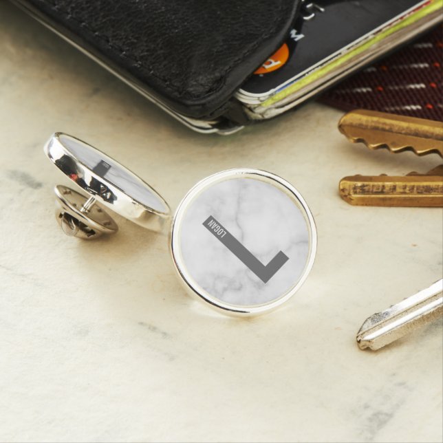 Modern Personalized Bold Monogram and Name Lapel Pin (In Situ)