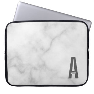 Modern Personalized Bold Monogram and Name Laptop Sleeve