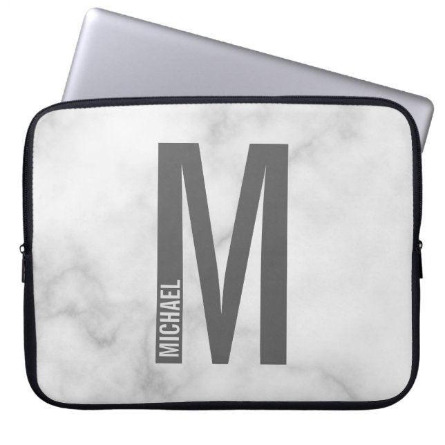 Modern Personalized Bold Monogram and Name Laptop Sleeve (Front)