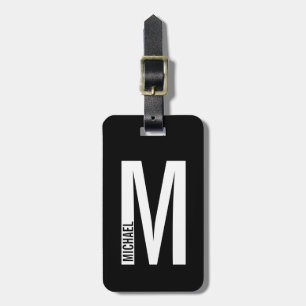 Modern Personalized Bold Monogram and Name Luggage Tag
