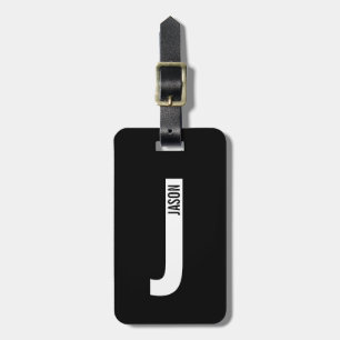 Modern Personalized Bold Monogram and Name Luggage Tag