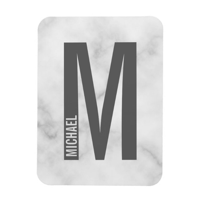 Modern Personalized Bold Monogram and Name Magnet (Vertical)
