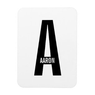 Modern Personalized Bold Monogram and Name Magnet