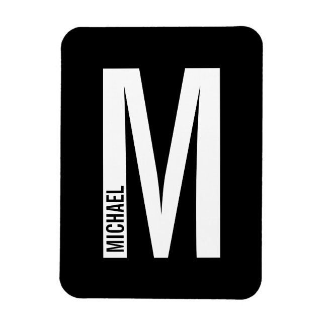 Modern Personalized Bold Monogram and Name Magnet (Vertical)