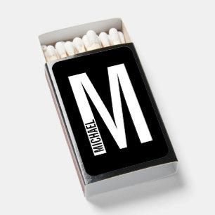 Modern Personalized Bold Monogram and Name Matchbo Matchboxes