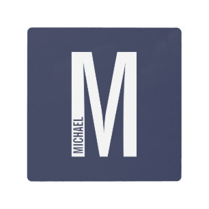 Modern Personalized Bold Monogram and Name Metal Print