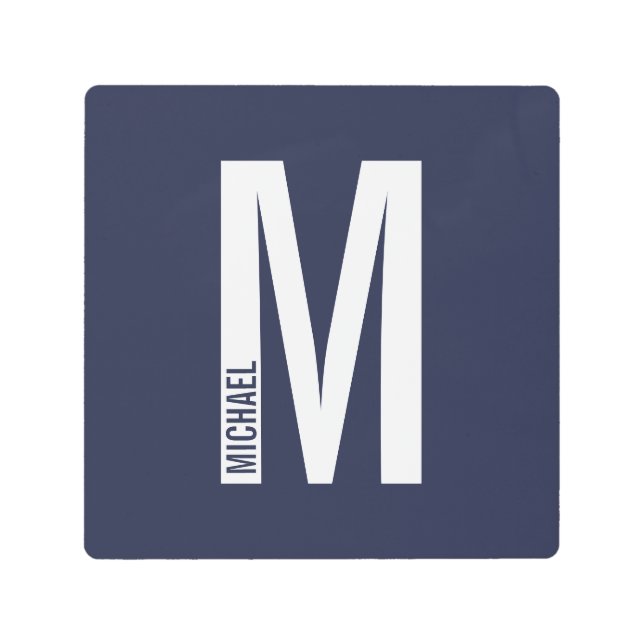 Modern Personalized Bold Monogram and Name Metal Print (Front)