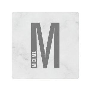 Modern Personalized Bold Monogram and Name Metal Print