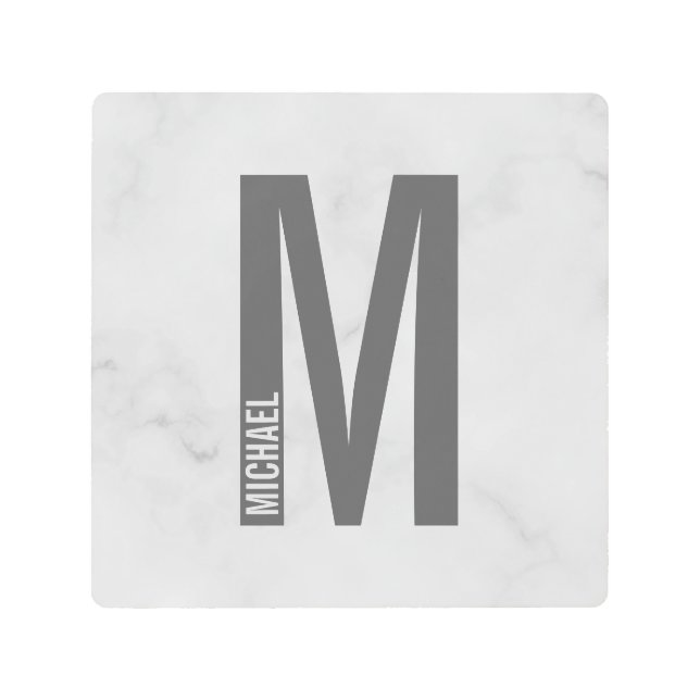 Modern Personalized Bold Monogram and Name Metal Print (Front)