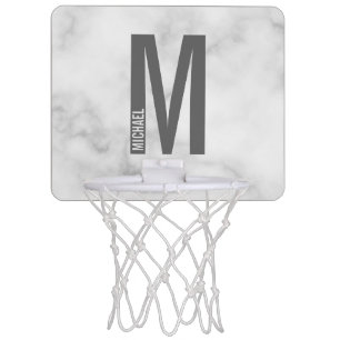 Modern Personalized Bold Monogram and Name Mini Basketball Hoop