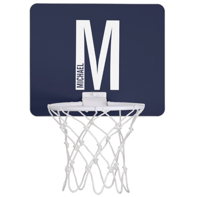Modern Personalized Bold Monogram and Name Mini Basketball Hoop (Front)