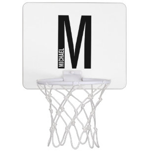 Modern Personalized Bold Monogram and Name Mini Basketball Hoop