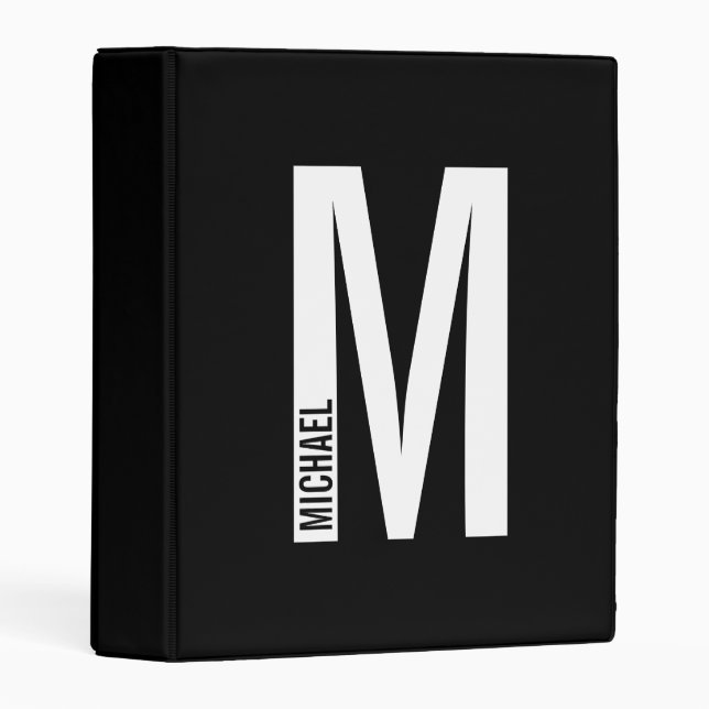 Modern Personalized Bold Monogram and Name Mini Binder (Front/Spine)