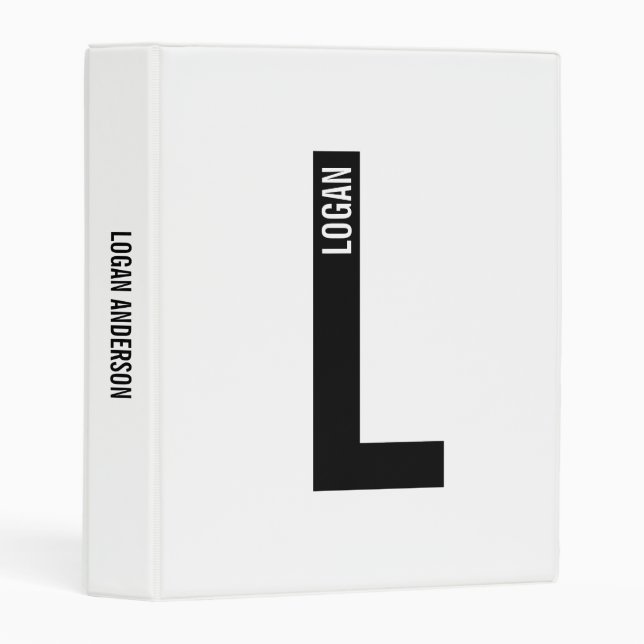 Modern Personalized Bold Monogram and Name Mini Binder (Front/Spine)