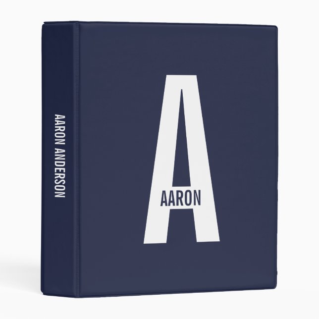 Modern Personalized Bold Monogram and Name Mini Binder (Front/Spine)