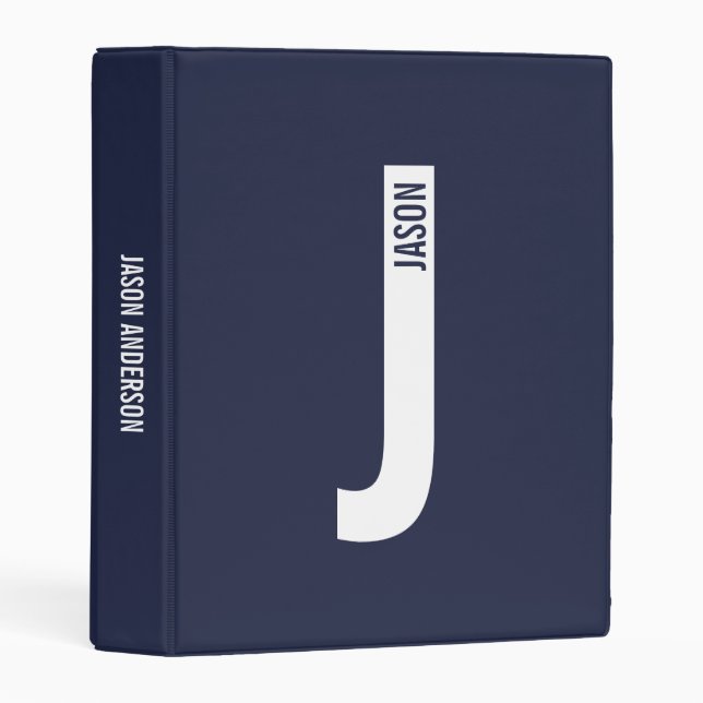 Modern Personalized Bold Monogram and Name Mini Binder (Front/Spine)