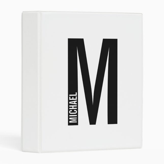 Modern Personalized Bold Monogram and Name Mini Binder (Front/Spine)