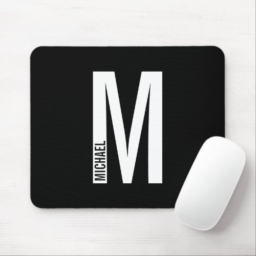 Modern Personalized Bold Monogram and Name Mouse Pad