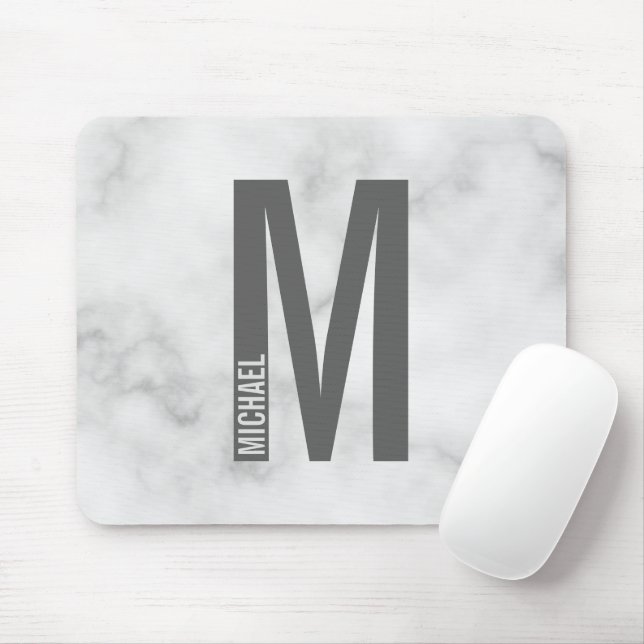 Modern Personalized Bold Monogram and Name Mouse Pad (With Mouse)