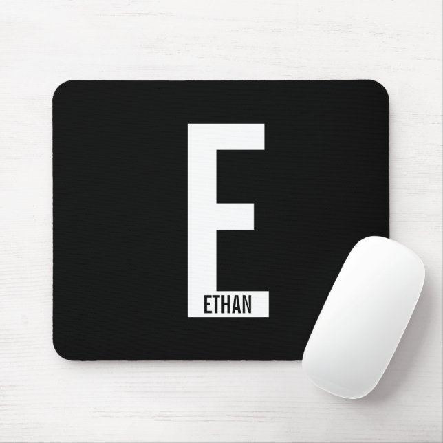 Modern Personalized Bold Monogram and Name Mouse Pad (With Mouse)