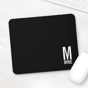 Modern Personalized Bold Monogram and Name Mouse Pad