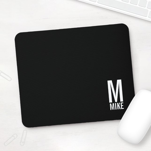 Modern Personalized Bold Monogram and Name Mouse Pad (Creator Uploaded)