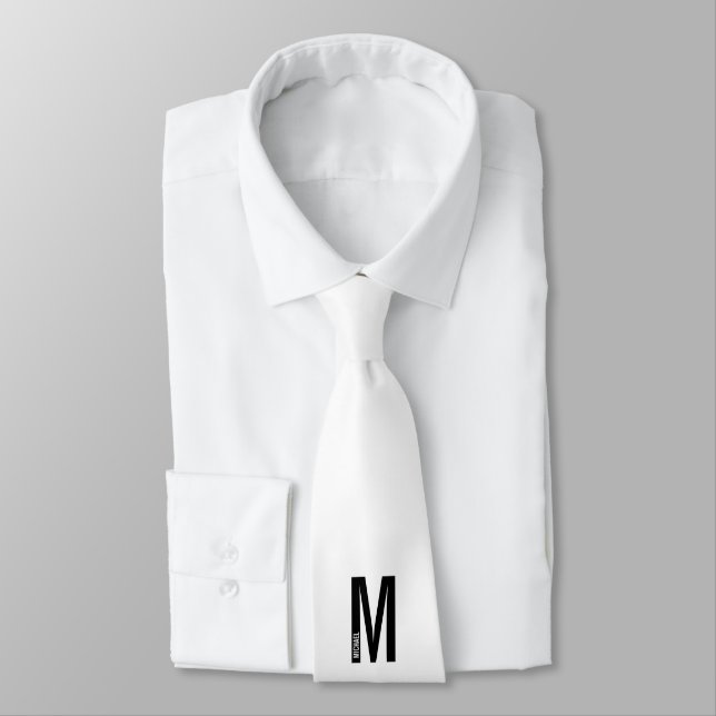 Modern Personalized Bold Monogram and Name Neck Tie (Tied)