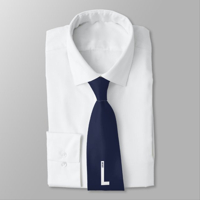 Modern Personalized Bold Monogram and Name Neck Tie (Tied)