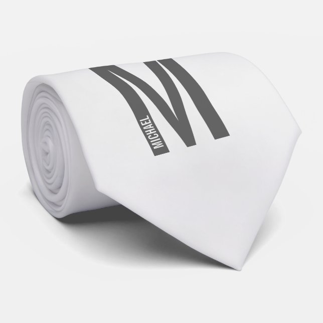 Modern Personalized Bold Monogram and Name Neck Tie (Rolled)