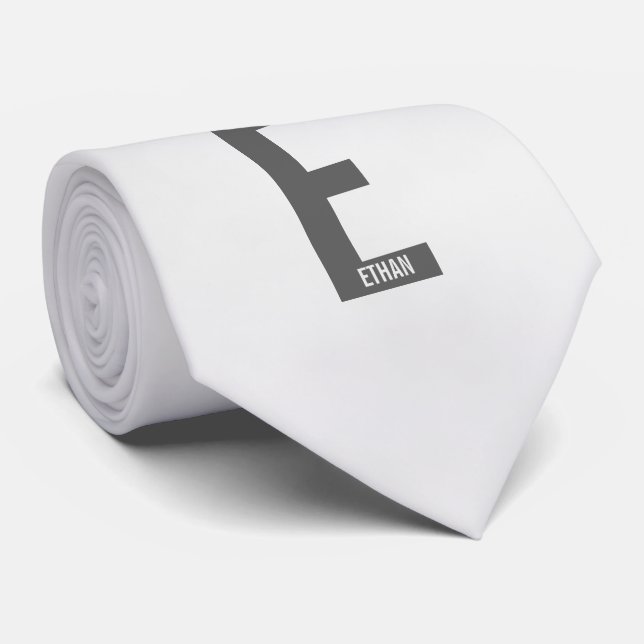 Modern Personalized Bold Monogram and Name Neck Tie (Rolled)