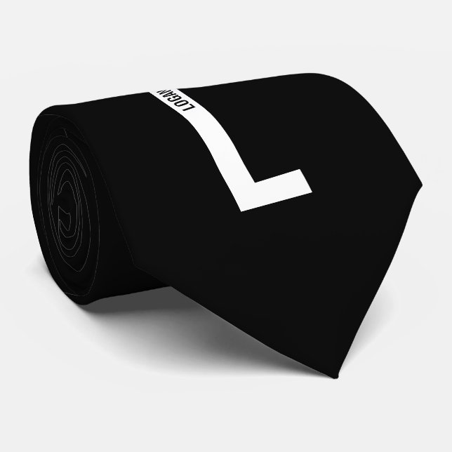 Modern Personalized Bold Monogram and Name Neck Tie (Rolled)