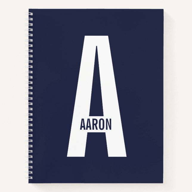 Modern Personalized Bold Monogram and Name Notebook (Front)