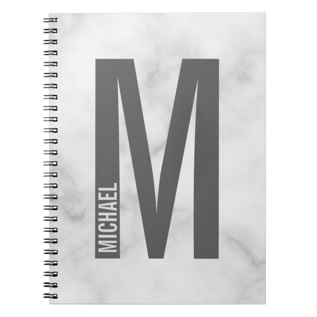 Modern Personalized Bold Monogram and Name Notebook (Front)