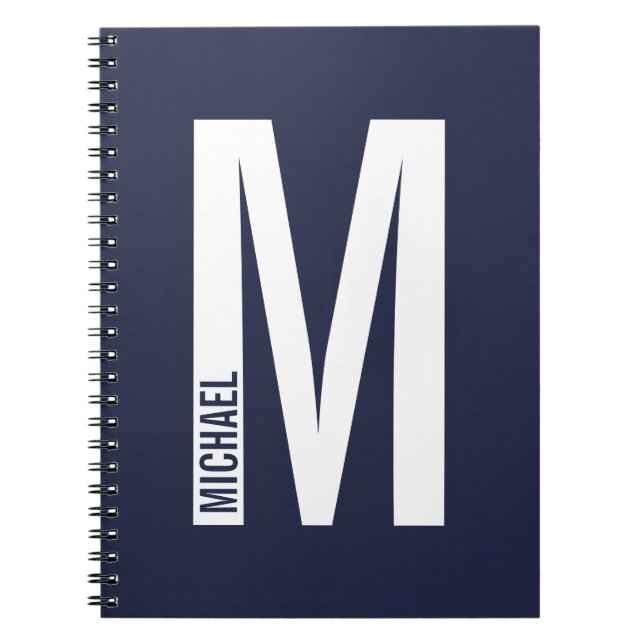 Modern Personalized Bold Monogram and Name Notebook (Front)