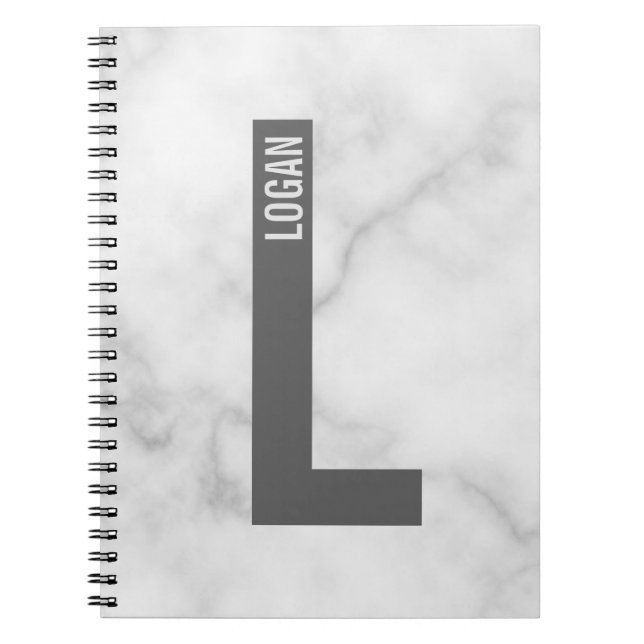 Modern Personalized Bold Monogram and Name Notebook (Front)