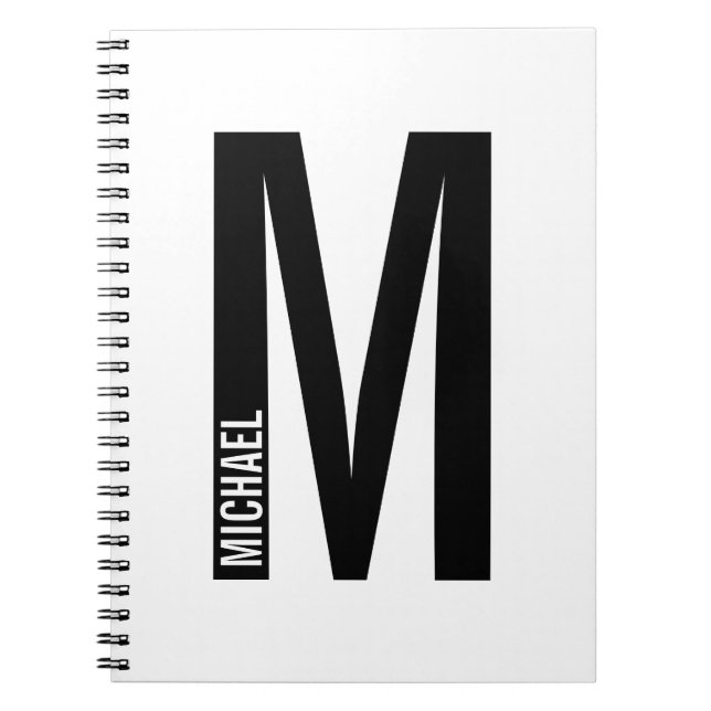 Modern Personalized Bold Monogram and Name Notebook (Front)